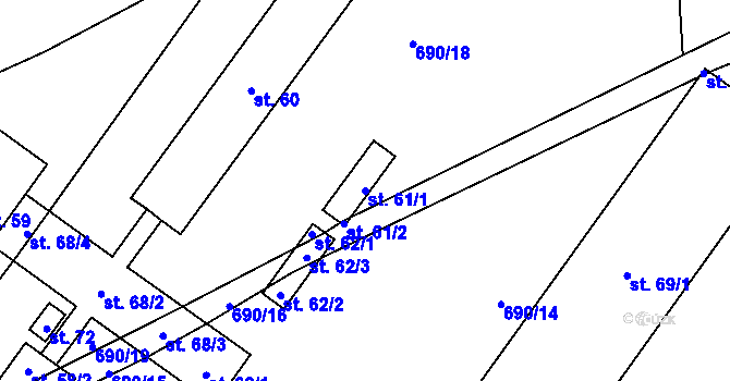 Parcela st. 61/1 v KÚ Libouň, Katastrální mapa