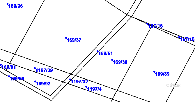 Parcela st. 169/51 v KÚ Libouň, Katastrální mapa