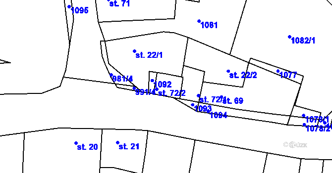 Parcela st. 72 v KÚ Libovice u Slaného, Katastrální mapa