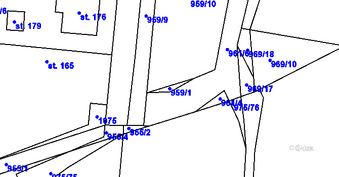 Parcela st. 959/1 v KÚ Libovice u Slaného, Katastrální mapa