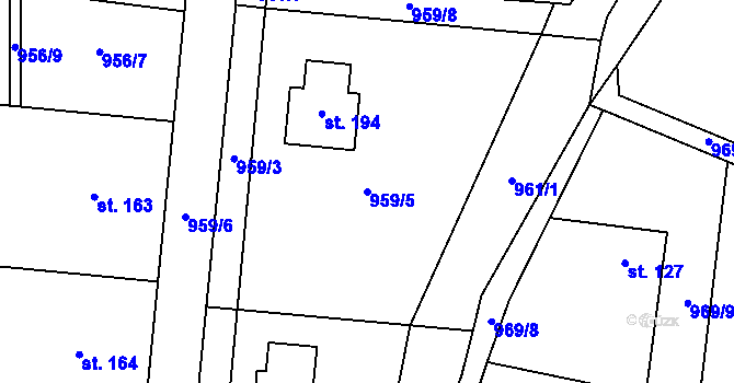 Parcela st. 959/5 v KÚ Libovice u Slaného, Katastrální mapa