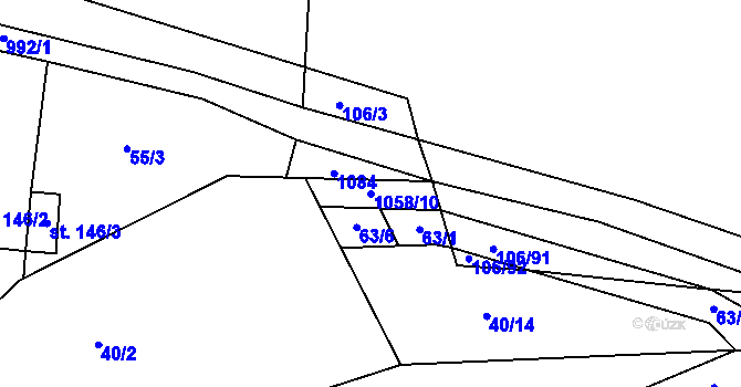 Parcela st. 1058/10 v KÚ Libovice u Slaného, Katastrální mapa