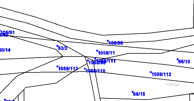 Parcela st. 1058/11 v KÚ Libovice u Slaného, Katastrální mapa