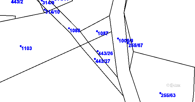 Parcela st. 443/26 v KÚ Libovice u Slaného, Katastrální mapa