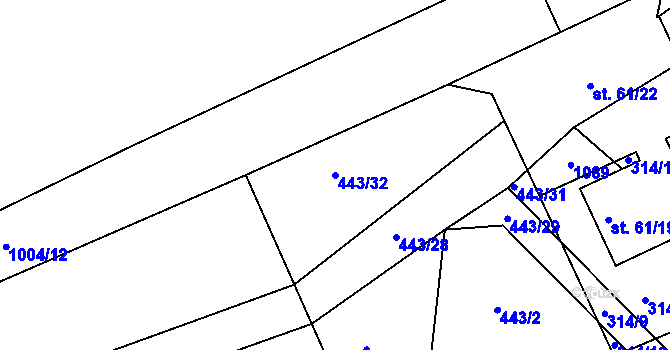 Parcela st. 443/32 v KÚ Libovice u Slaného, Katastrální mapa