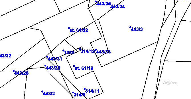 Parcela st. 443/33 v KÚ Libovice u Slaného, Katastrální mapa