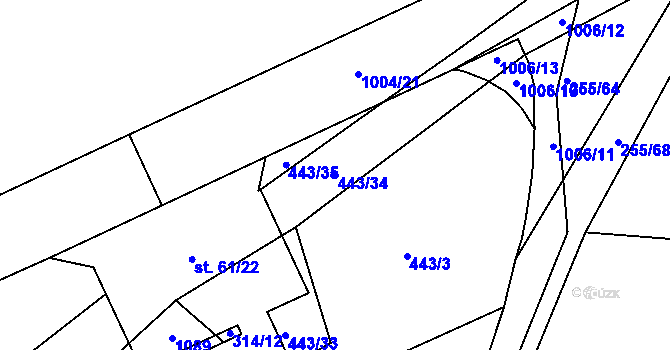 Parcela st. 443/34 v KÚ Libovice u Slaného, Katastrální mapa