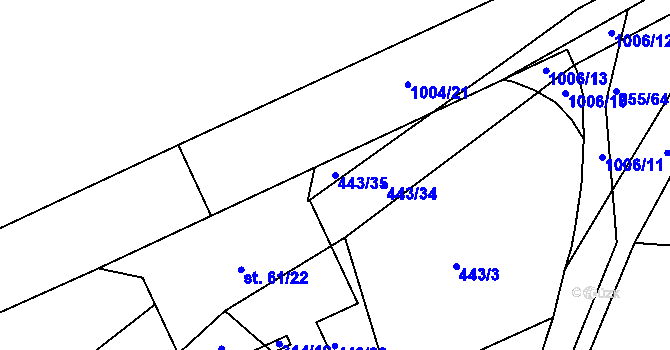 Parcela st. 443/35 v KÚ Libovice u Slaného, Katastrální mapa