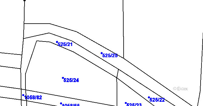 Parcela st. 525/25 v KÚ Libovice u Slaného, Katastrální mapa