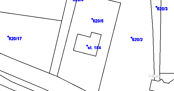 Parcela st. 184 v KÚ Libovice u Slaného, Katastrální mapa