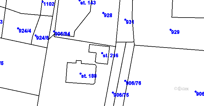 Parcela st. 216 v KÚ Libovice u Slaného, Katastrální mapa