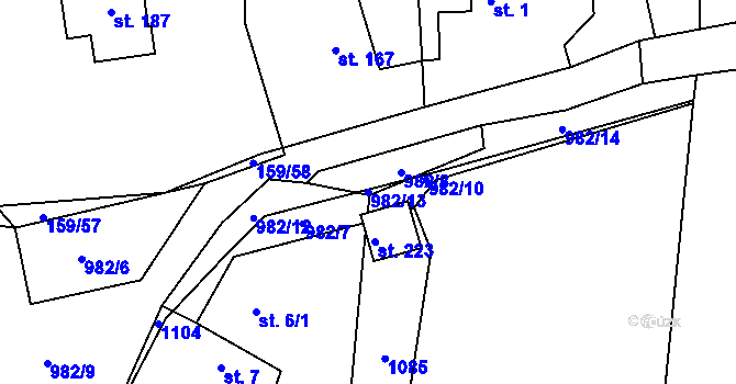 Parcela st. 982/13 v KÚ Libovice u Slaného, Katastrální mapa