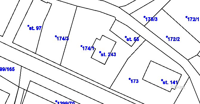 Parcela st. 243 v KÚ Librantice, Katastrální mapa