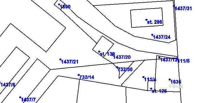 Parcela st. 139 v KÚ Librantice, Katastrální mapa