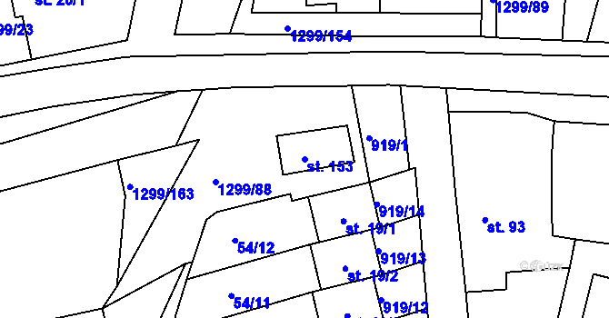 Parcela st. 153 v KÚ Librantice, Katastrální mapa