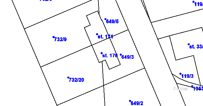 Parcela st. 170 v KÚ Librantice, Katastrální mapa