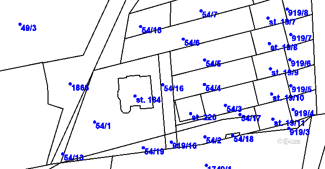Parcela st. 54/16 v KÚ Librantice, Katastrální mapa