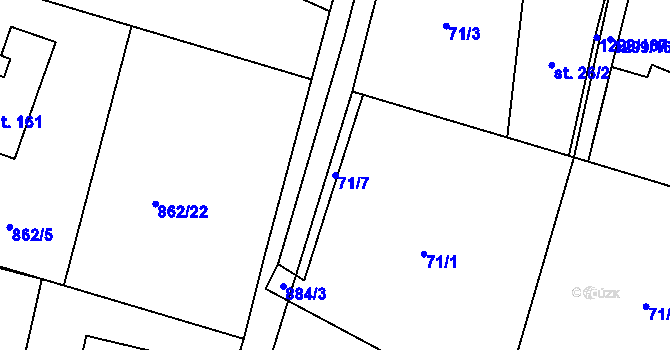 Parcela st. 71/7 v KÚ Librantice, Katastrální mapa