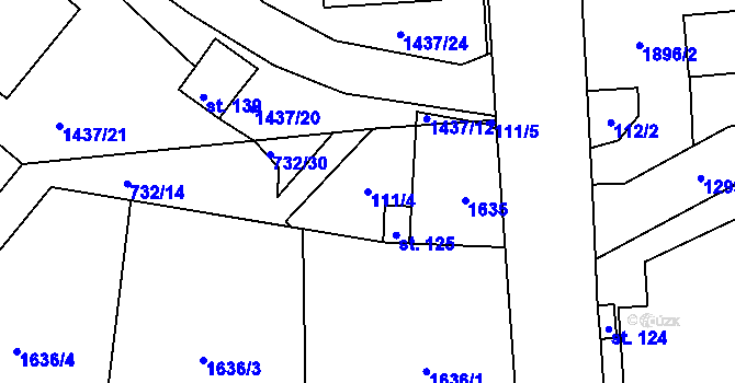 Parcela st. 111/4 v KÚ Librantice, Katastrální mapa