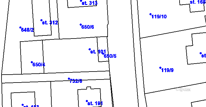 Parcela st. 650/5 v KÚ Librantice, Katastrální mapa