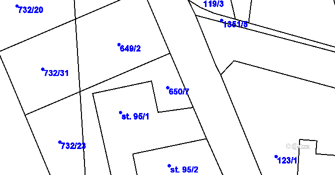 Parcela st. 650/7 v KÚ Librantice, Katastrální mapa