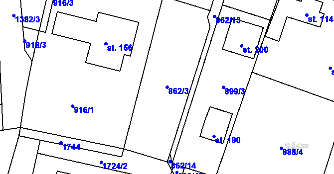 Parcela st. 862/3 v KÚ Librantice, Katastrální mapa