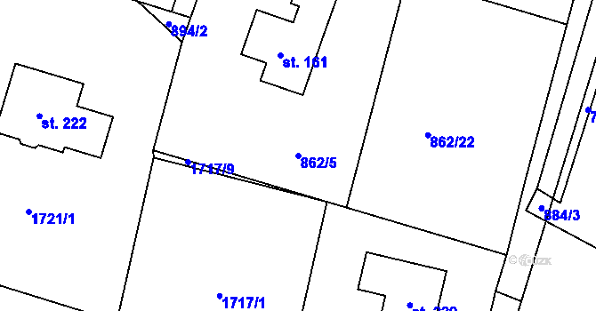 Parcela st. 862/5 v KÚ Librantice, Katastrální mapa