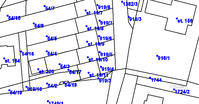 Parcela st. 919/5 v KÚ Librantice, Katastrální mapa