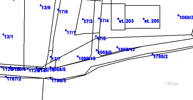 Parcela st. 1068/6 v KÚ Librantice, Katastrální mapa