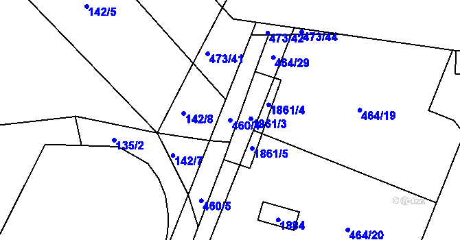 Parcela st. 460/4 v KÚ Librantice, Katastrální mapa