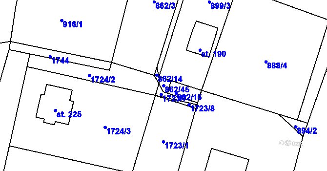 Parcela st. 862/45 v KÚ Librantice, Katastrální mapa