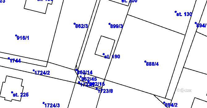 Parcela st. 190 v KÚ Librantice, Katastrální mapa