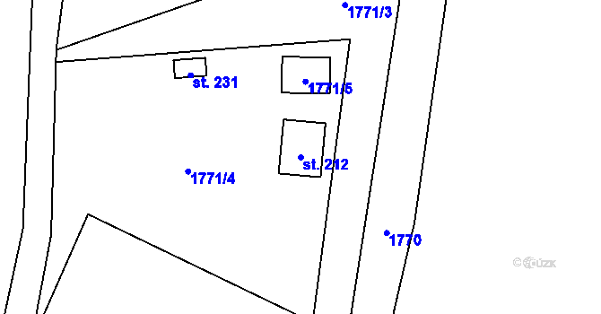 Parcela st. 212 v KÚ Librantice, Katastrální mapa