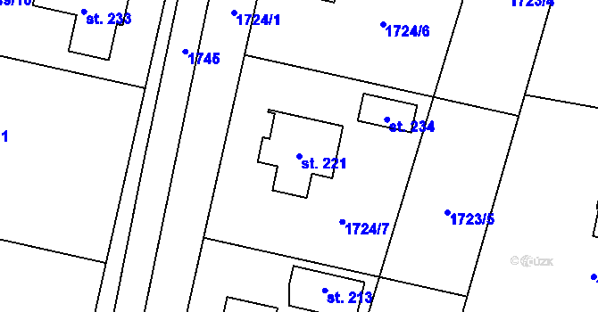 Parcela st. 221 v KÚ Librantice, Katastrální mapa