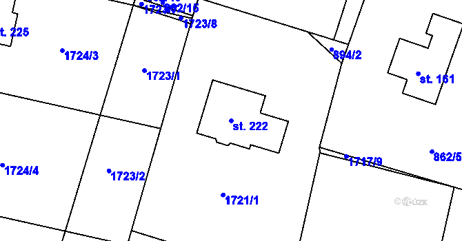 Parcela st. 222 v KÚ Librantice, Katastrální mapa