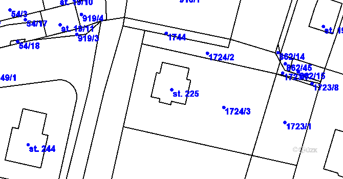 Parcela st. 225 v KÚ Librantice, Katastrální mapa