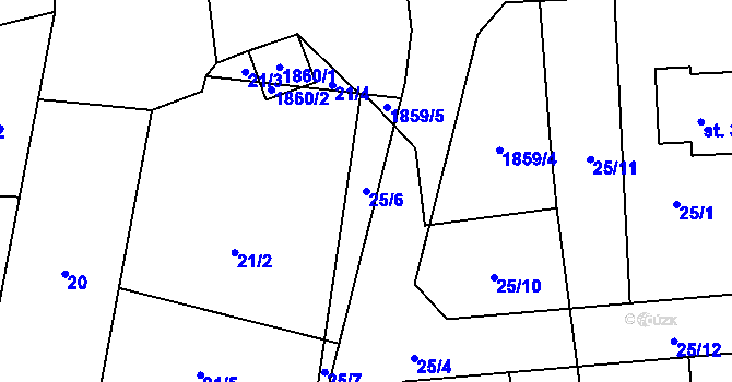 Parcela st. 25/6 v KÚ Librantice, Katastrální mapa