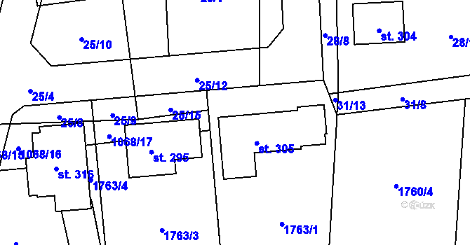 Parcela st. 1068/18 v KÚ Librantice, Katastrální mapa