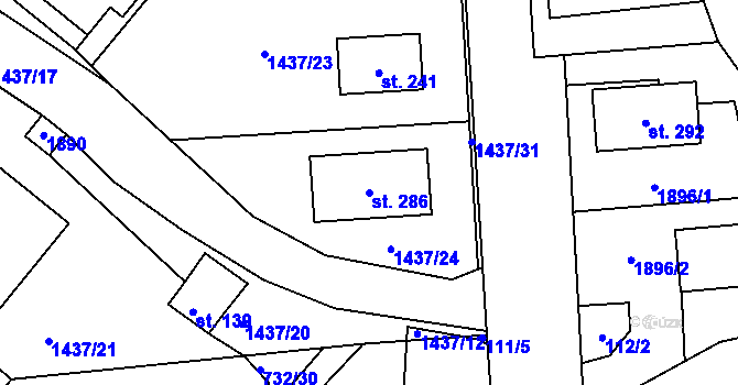 Parcela st. 286 v KÚ Librantice, Katastrální mapa