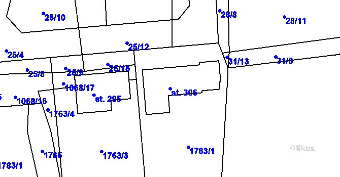 Parcela st. 305 v KÚ Librantice, Katastrální mapa