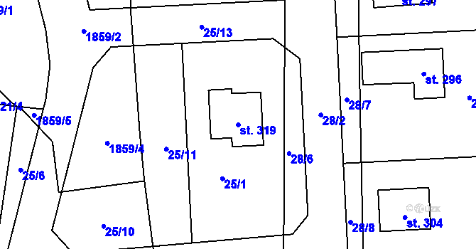Parcela st. 319 v KÚ Librantice, Katastrální mapa