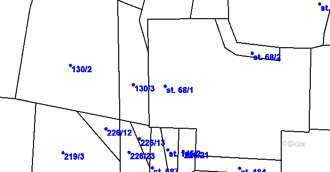 Parcela st. 68/1 v KÚ Libřice, Katastrální mapa
