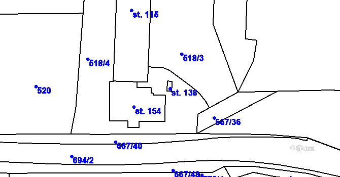 Parcela st. 138 v KÚ Libřice, Katastrální mapa