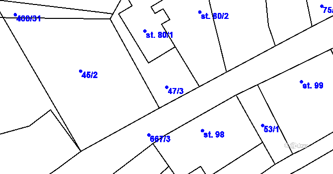 Parcela st. 47/3 v KÚ Libřice, Katastrální mapa