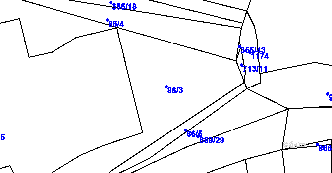 Parcela st. 86/3 v KÚ Libřice, Katastrální mapa