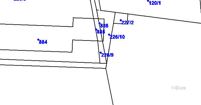 Parcela st. 226/9 v KÚ Libřice, Katastrální mapa