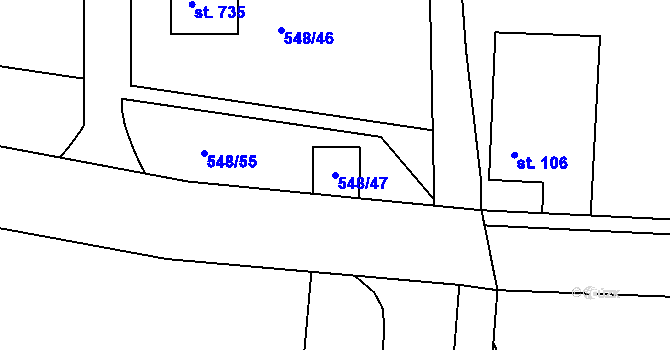 Parcela st. 548/47 v KÚ Libřice, Katastrální mapa