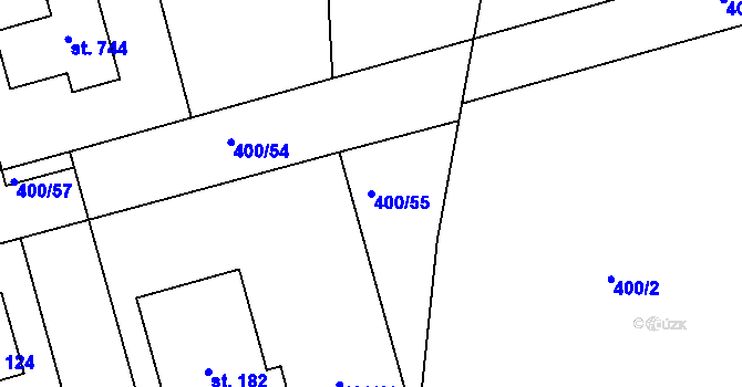 Parcela st. 400/55 v KÚ Libřice, Katastrální mapa