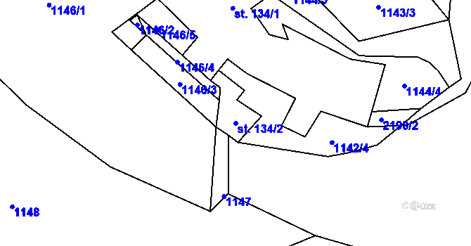 Parcela st. 134/2 v KÚ Libštát, Katastrální mapa