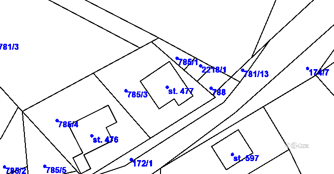 Parcela st. 477 v KÚ Libštát, Katastrální mapa